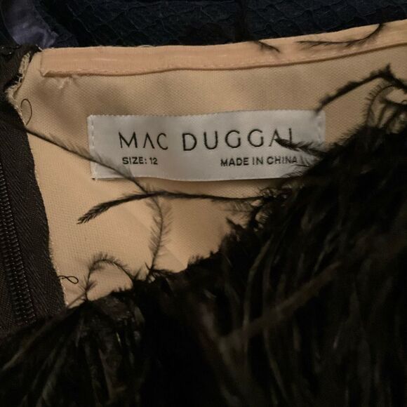 Mac Duggal 68140 Womens Black Embellished Feather Strapless Column Dress - Picture 12 of 14